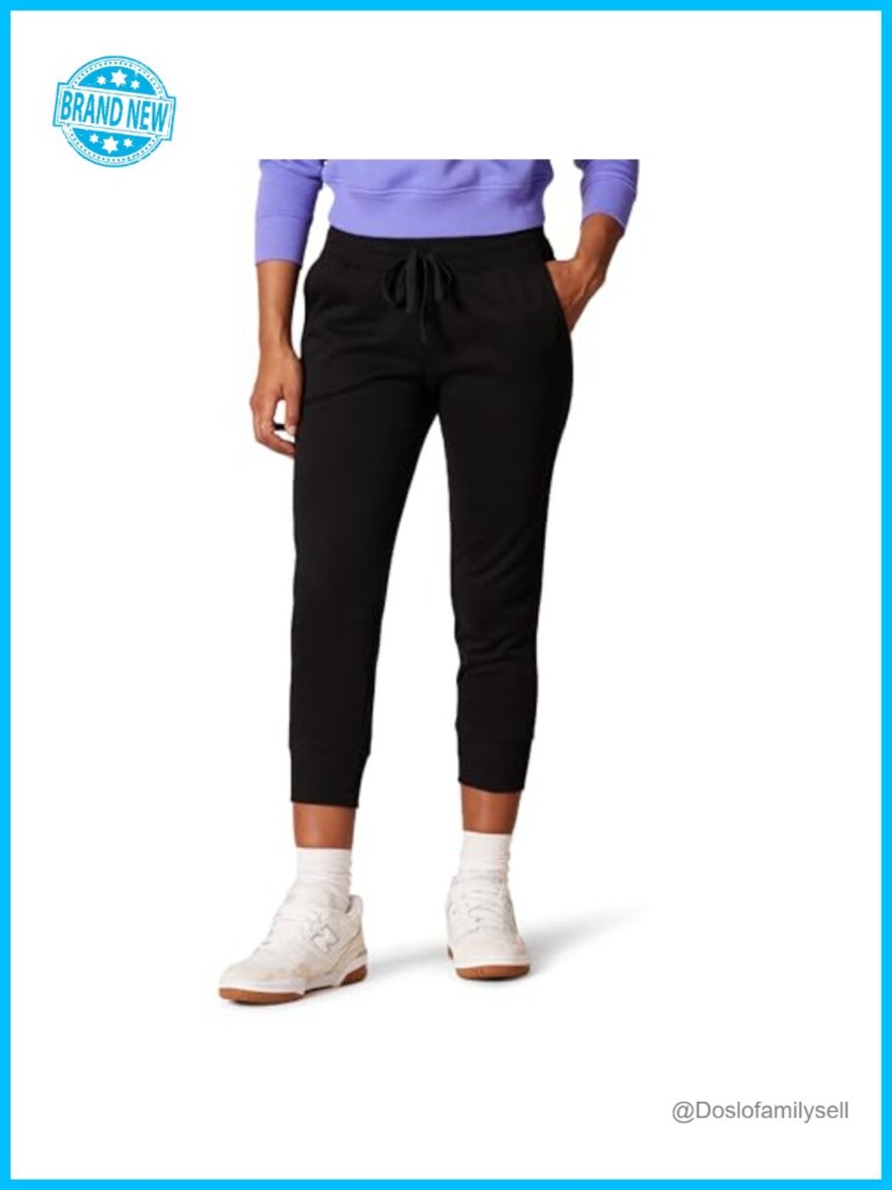 Women's Fleece Capri Jogger Sweatpants Mid Rise Pull On Pockets